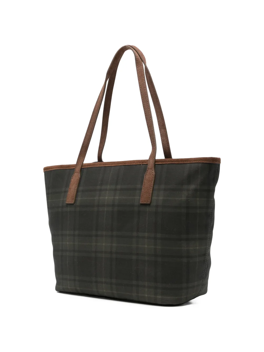 MC2 Saint Barth Medium City shopper met tartan-print Groen