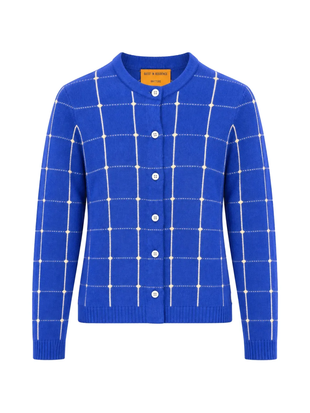 Guest In Residence grid-pattern cardigan - Blue