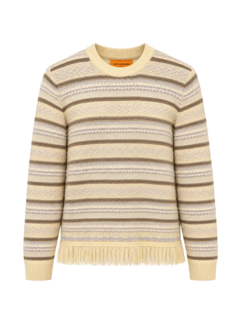Guest In Residence Striped Fringe-trimmed Sweater in Neutrals, view 2