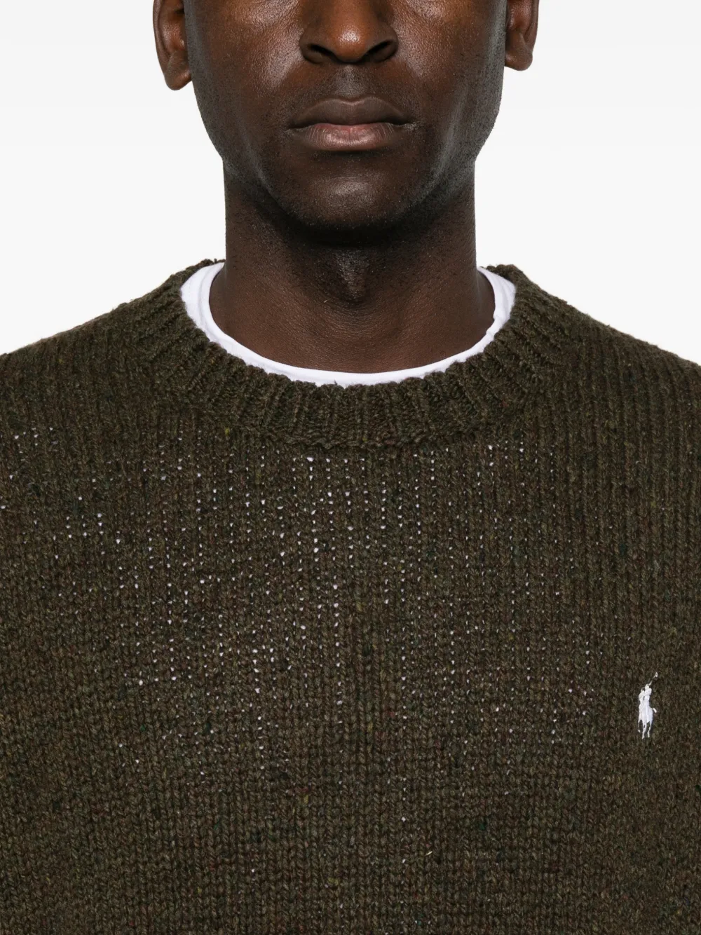 Polo Ralph Lauren logo-embroidered ribbed-knit sweater Groen