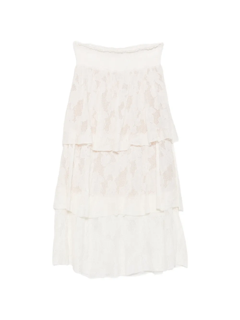 Cecilia Prado Glória tiered pointelle-knit midi skirt - Bianco
