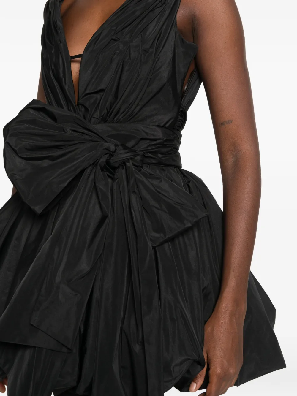 Blumarine bow-detail ruched mini dress Zwart