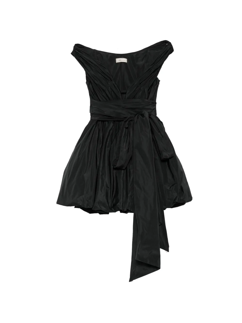 Blumarine bow-detail ruched mini dress - Schwarz