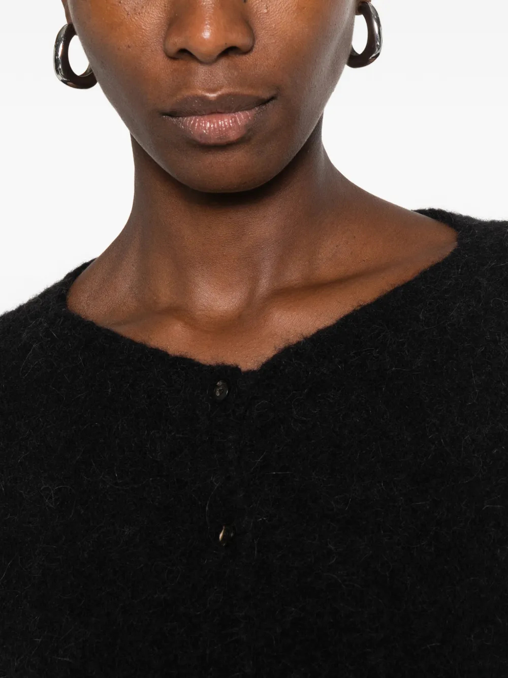 Liviana Conti brushed short-sleeve cardigan Grijs
