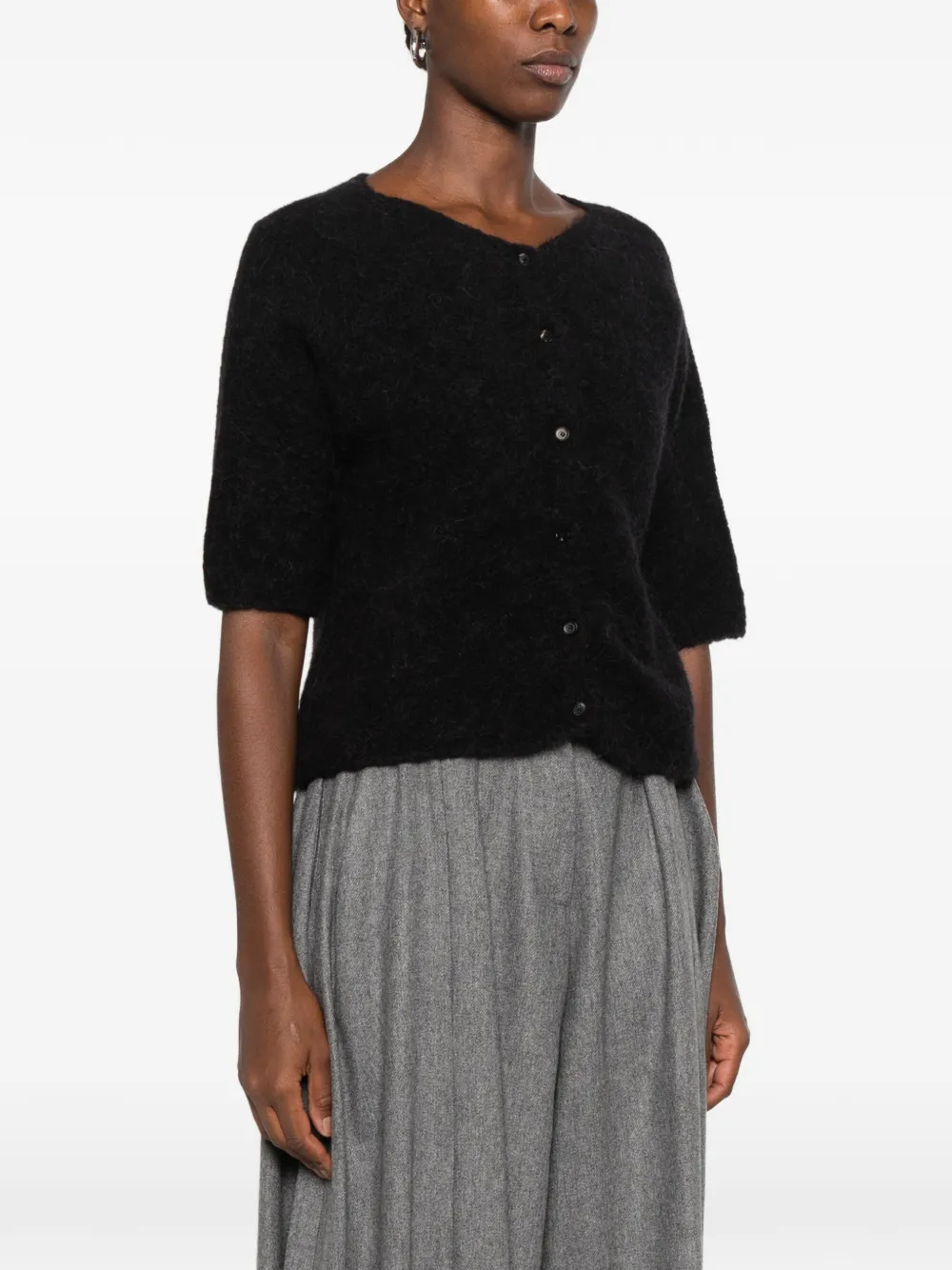 Liviana Conti brushed short-sleeve cardigan Grijs
