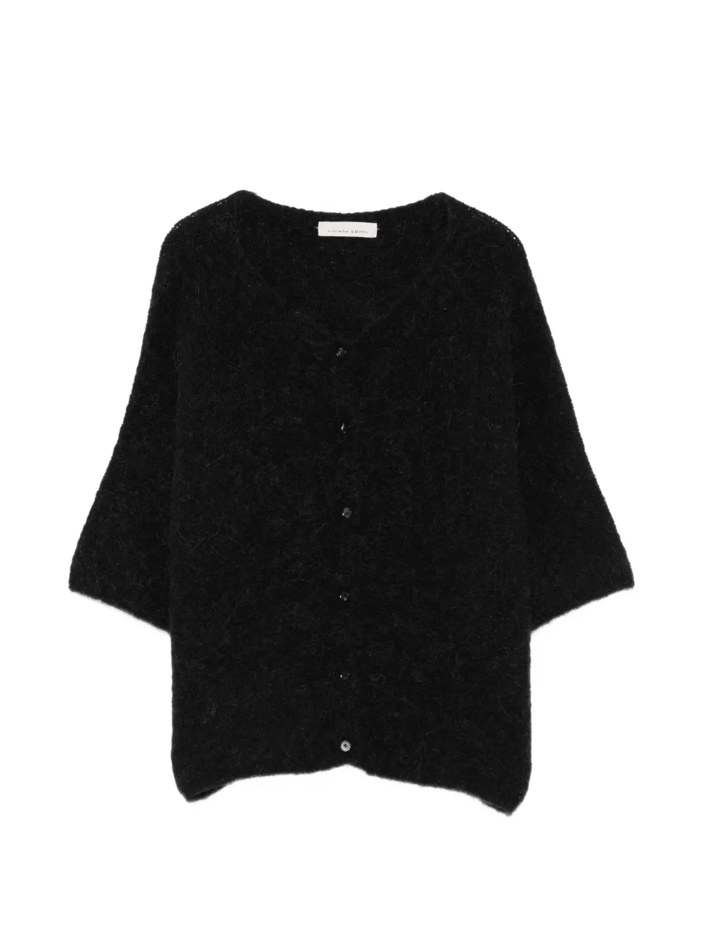 Liviana Conti brushed short-sleeve cardigan - Grigio