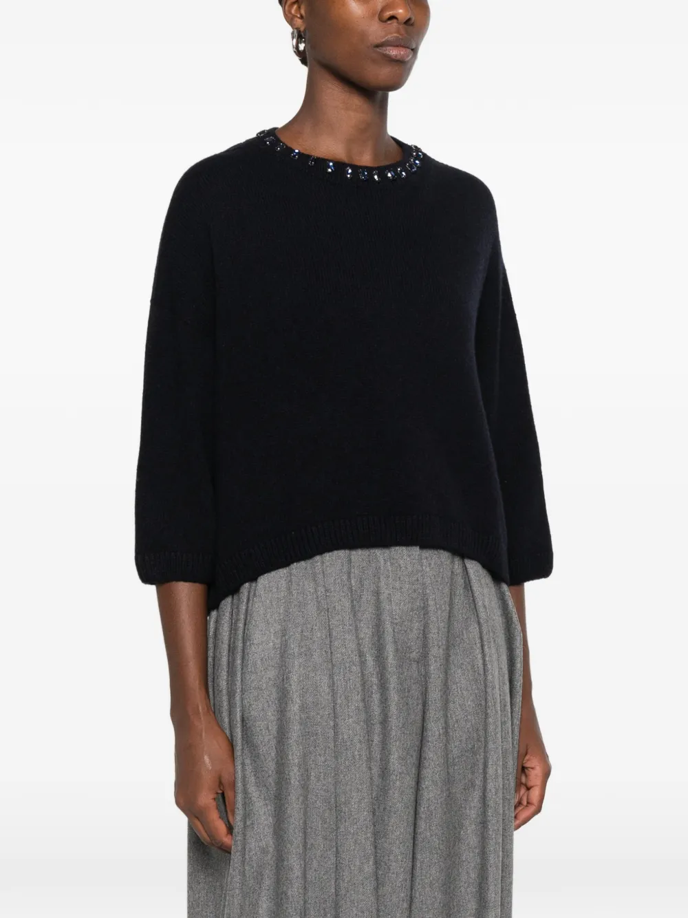 Liviana Conti crystal-embellished sweater Blauw