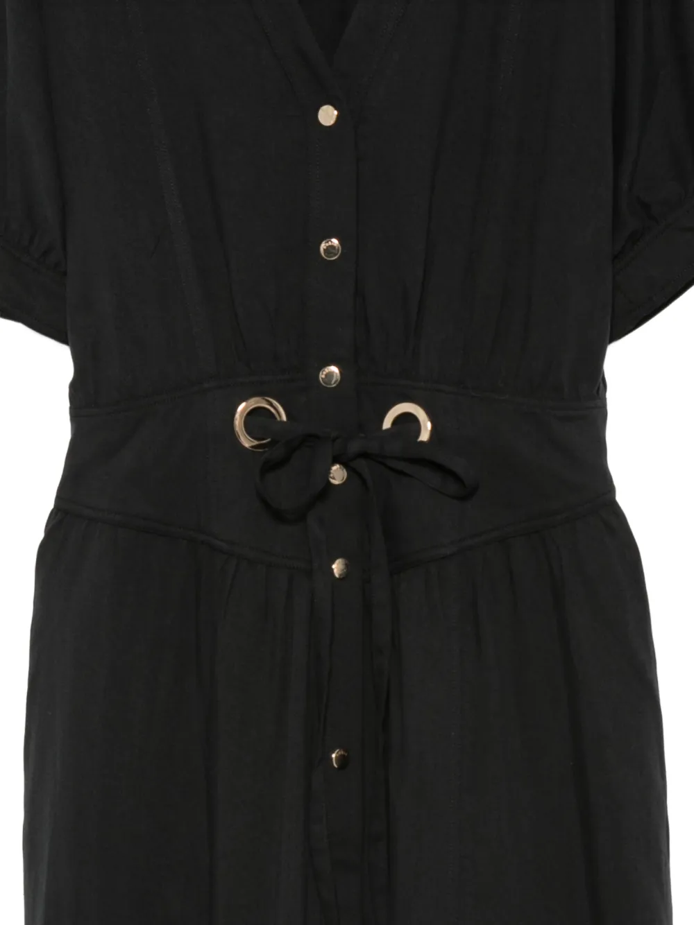 Ba&Sh Parisa button-up drawstring-waist dress Zwart