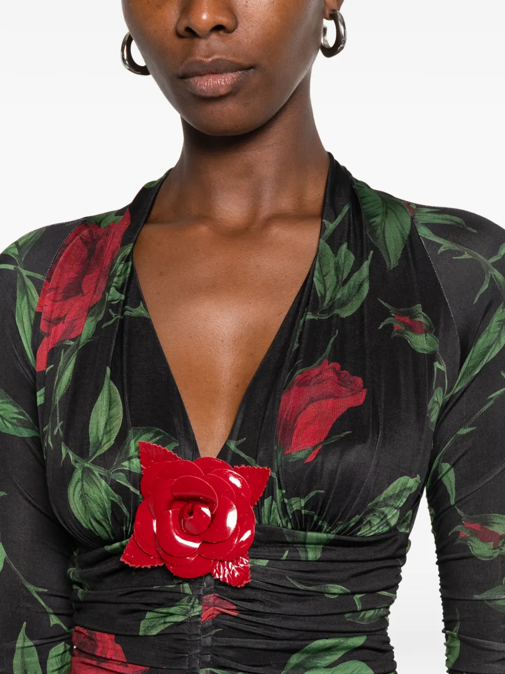 Blumarine ruched mini dress Zwart