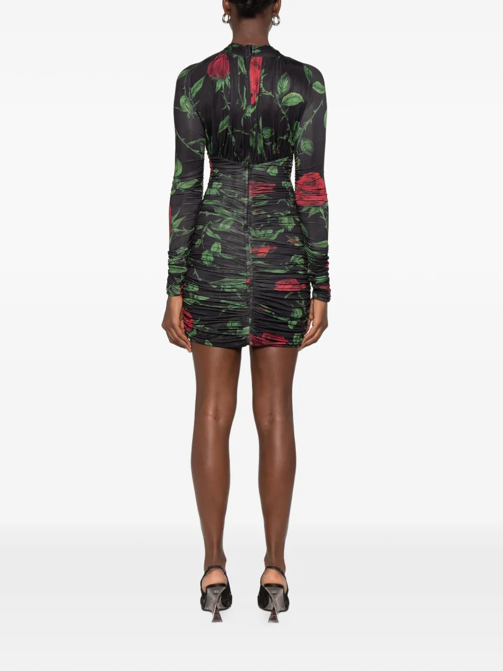 Blumarine ruched mini dress Zwart