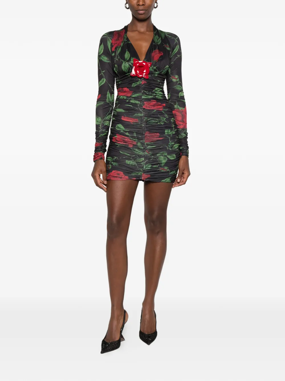 Blumarine ruched mini dress Zwart