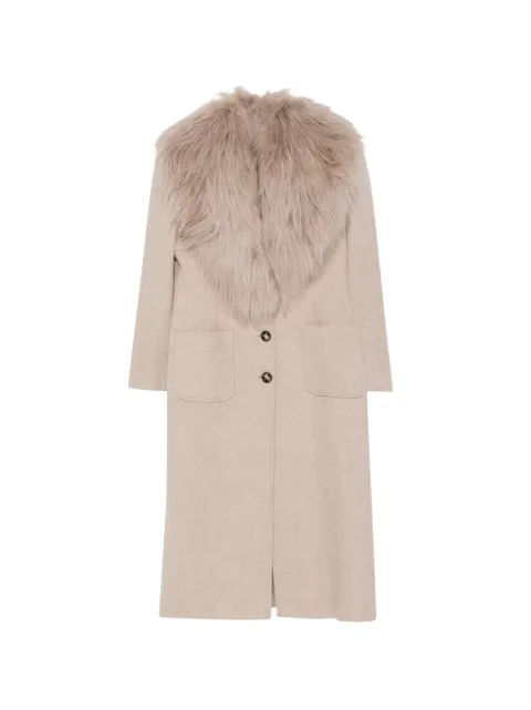 Blumarine fur-collar button-up coat