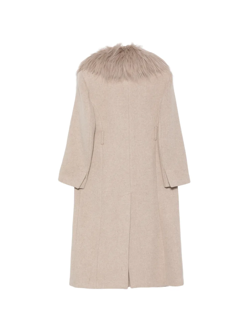 Blumarine fur-collar button-up coat Beige
