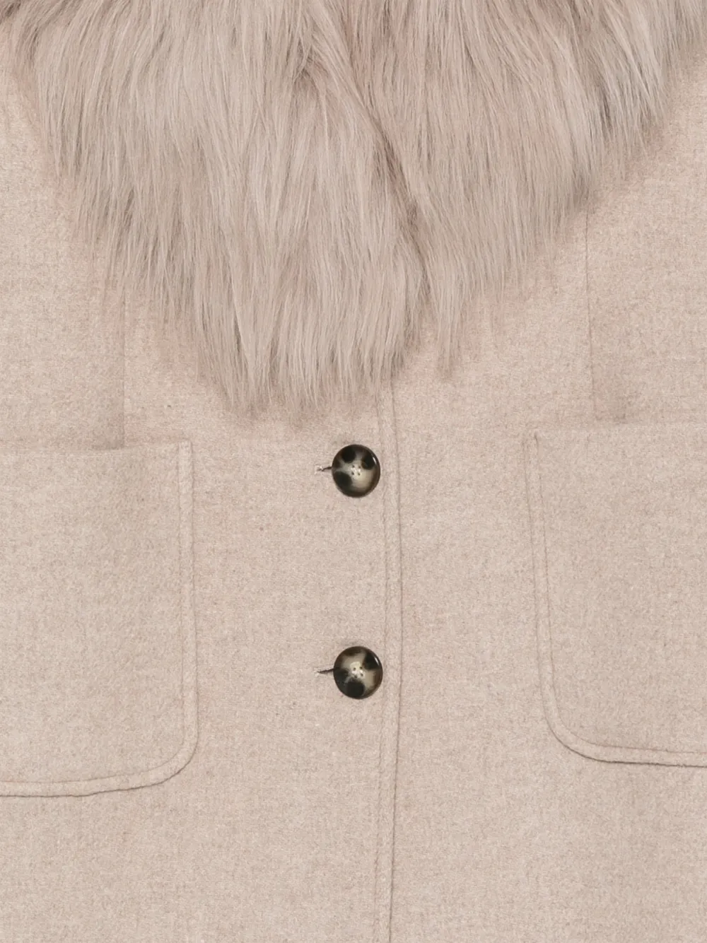 Blumarine fur-collar button-up coat Beige