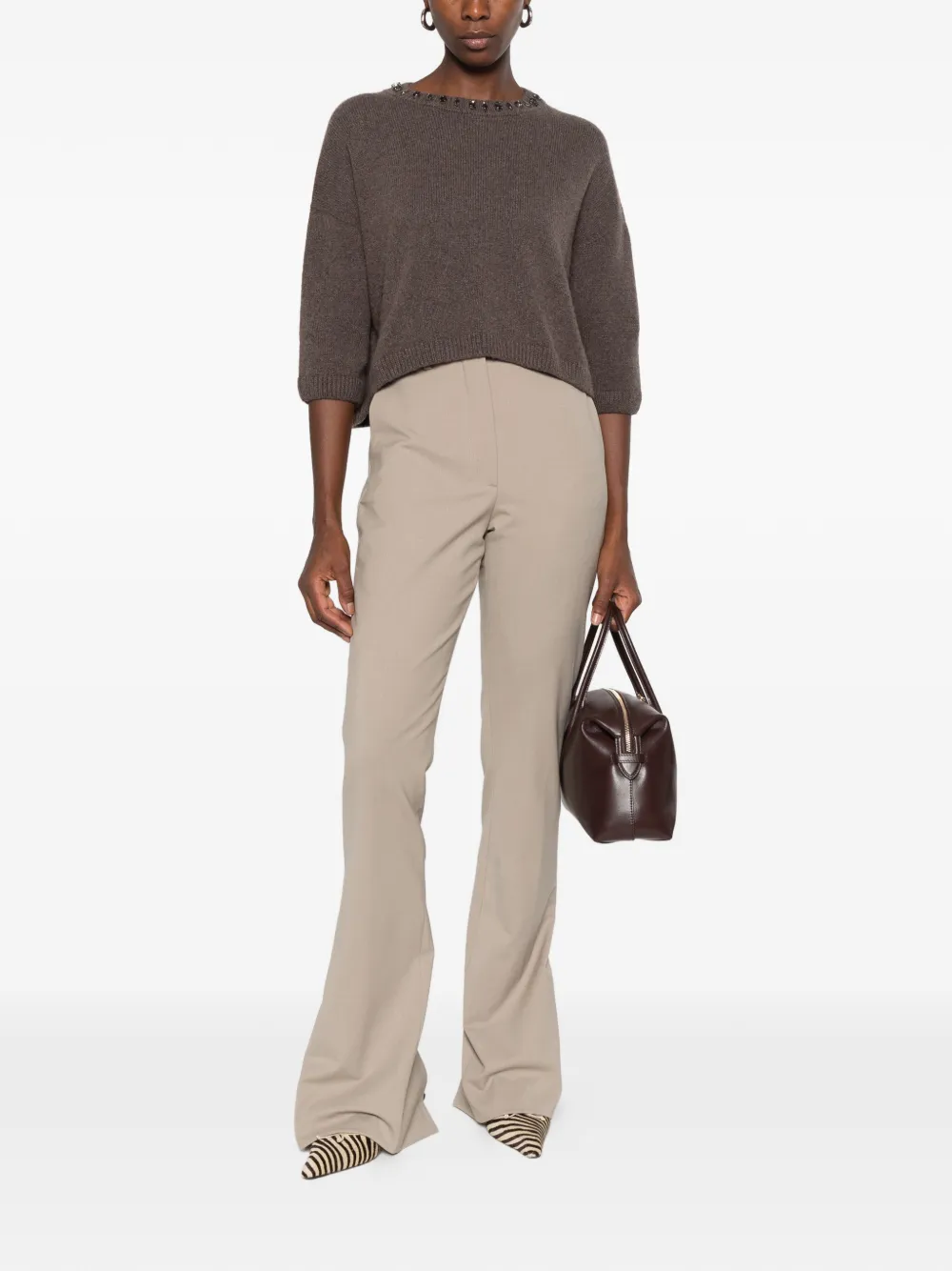 Liviana Conti crystal-embellished sweater Bruin