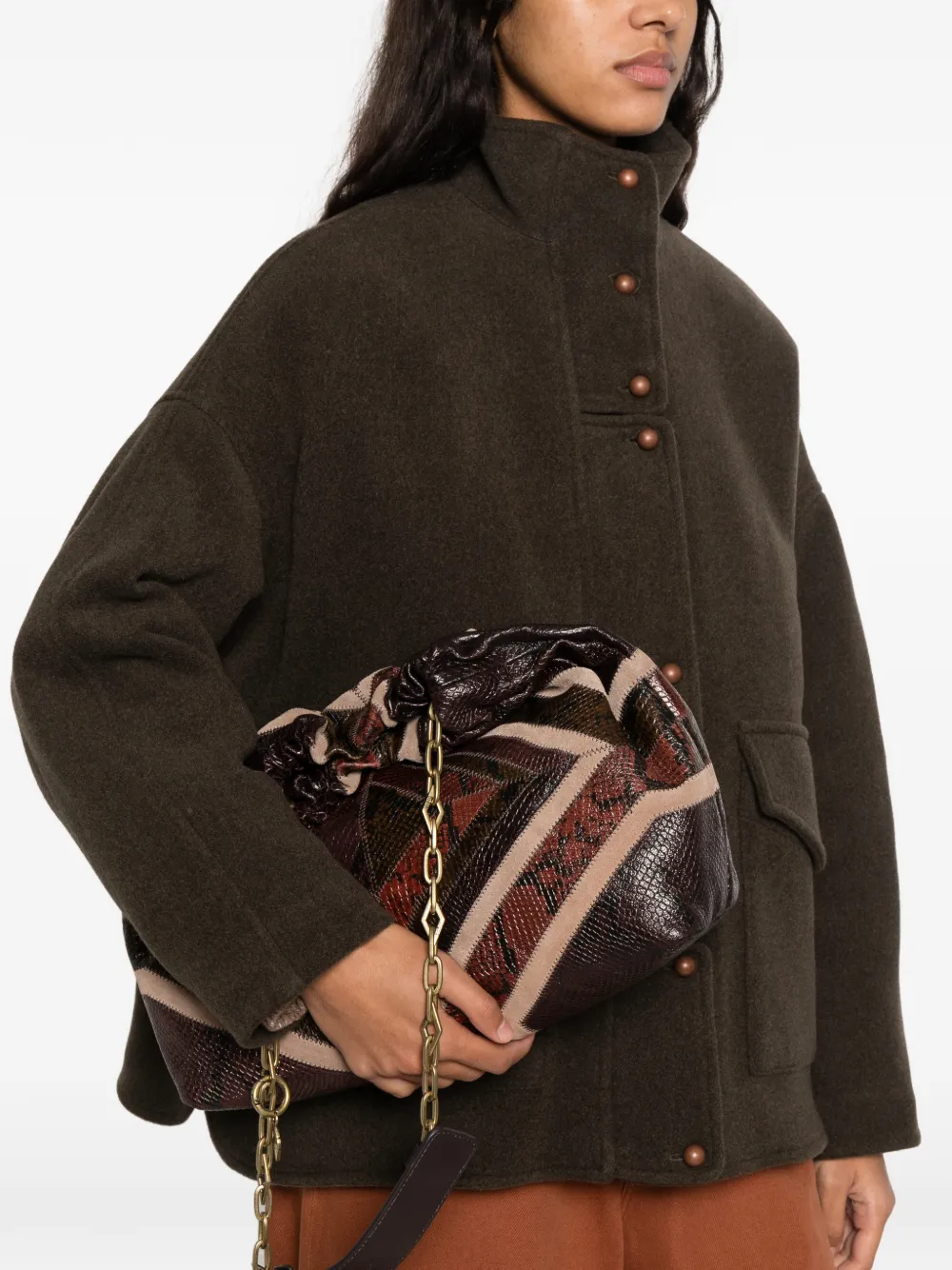 Ba&Sh snakeskin-effect patchwork shoulder bag Bruin