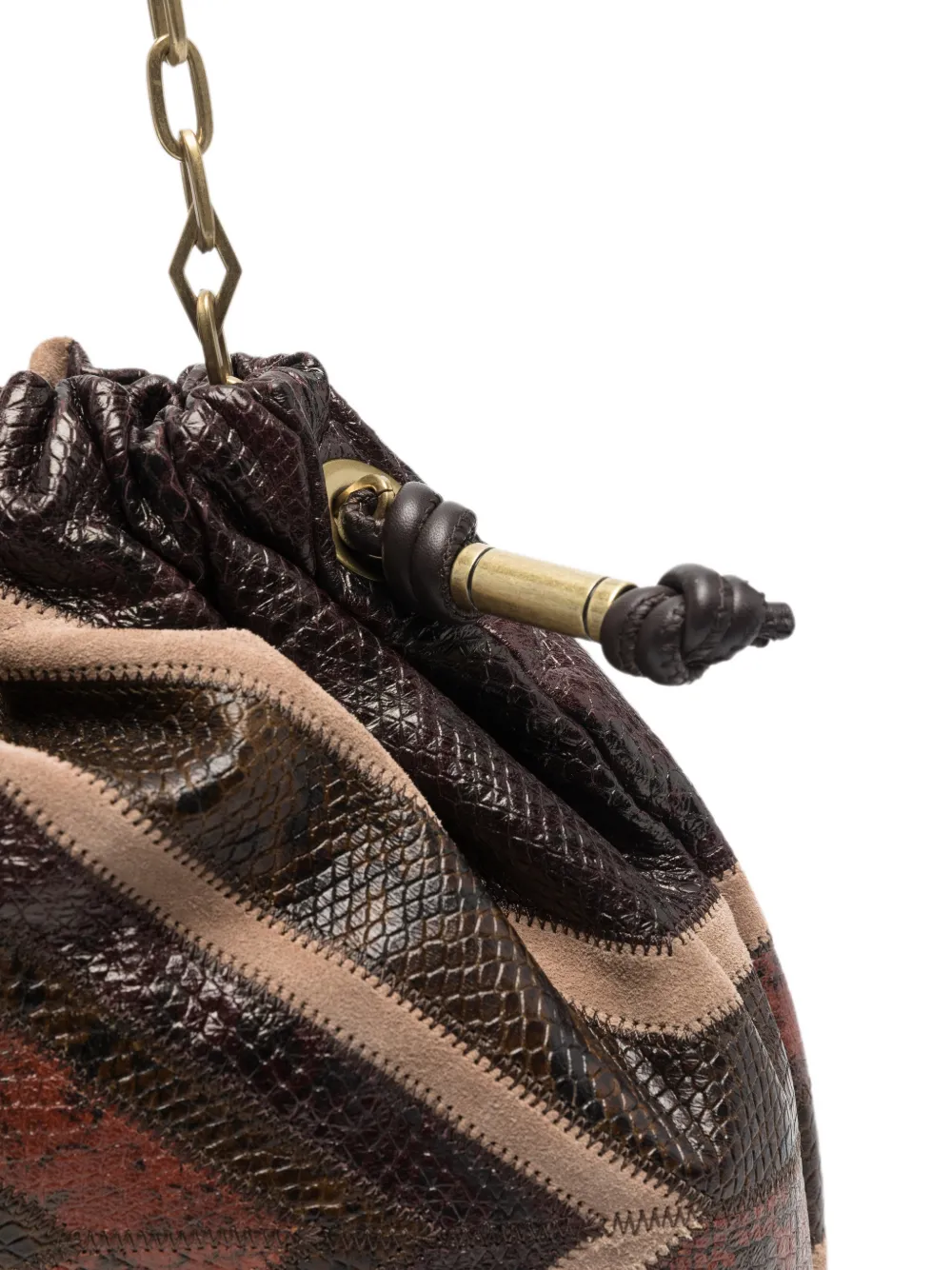 Ba&Sh snakeskin-effect patchwork shoulder bag Bruin