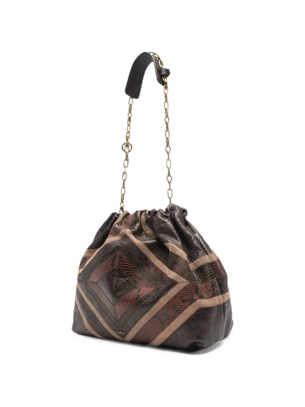 Ba&Sh snakeskin-effect patchwork shoulder bag Bruin