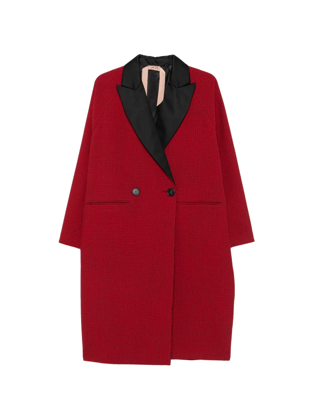Nº21 houndstooth double-breasted coat - Rouge Nº21 houndstooth double-breasted coat - Rouge