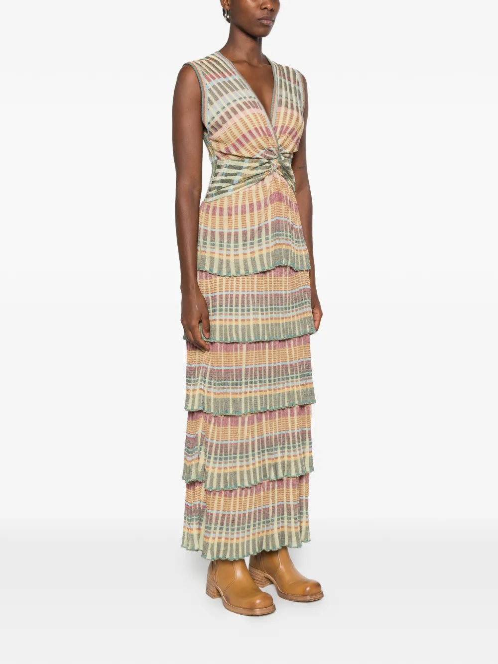 Cecilia Prado twist-detail tiered maxi dress Beige