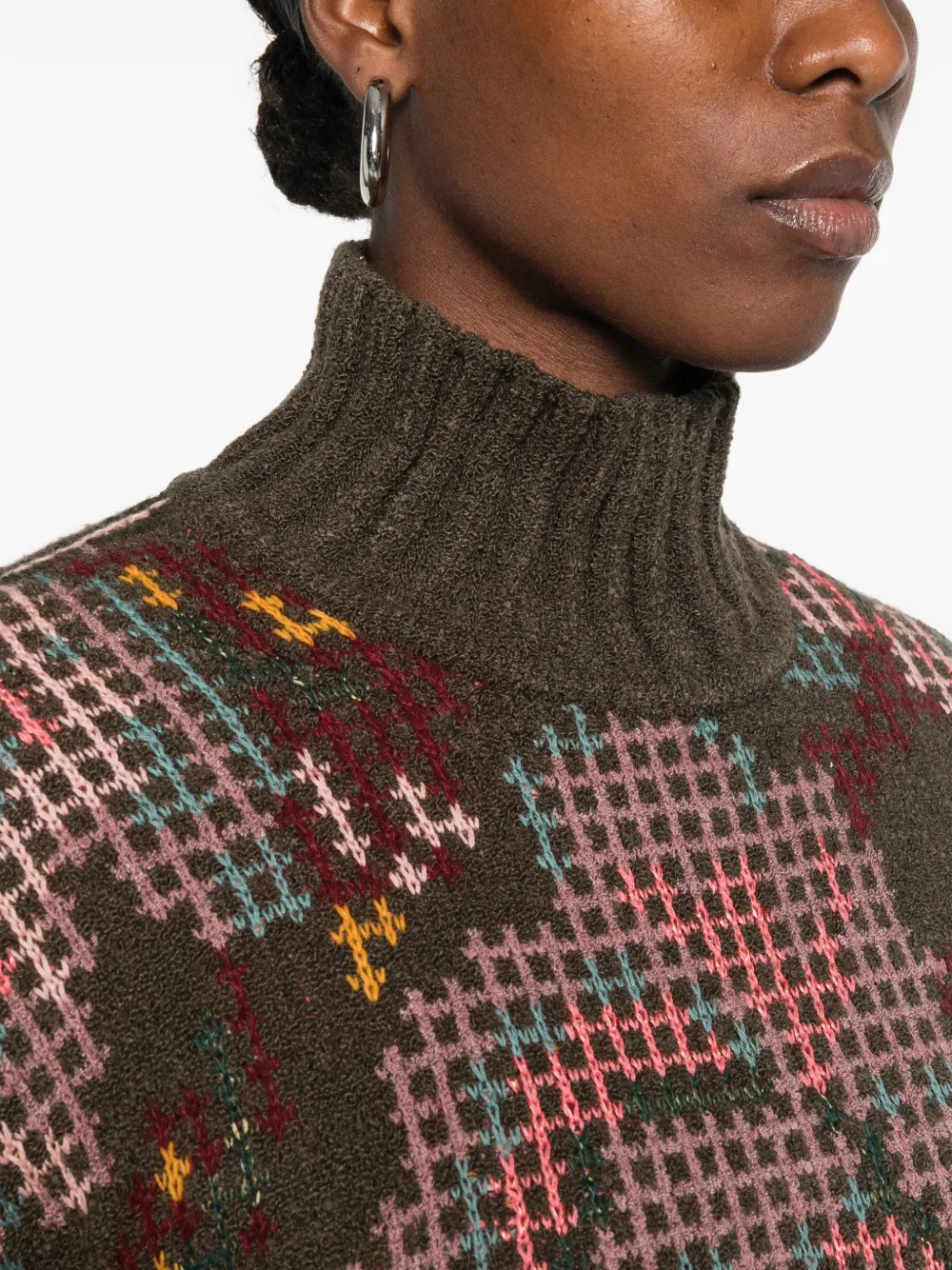 Cecilia Prado Lilian intarsia-knit high-neck sweater Groen