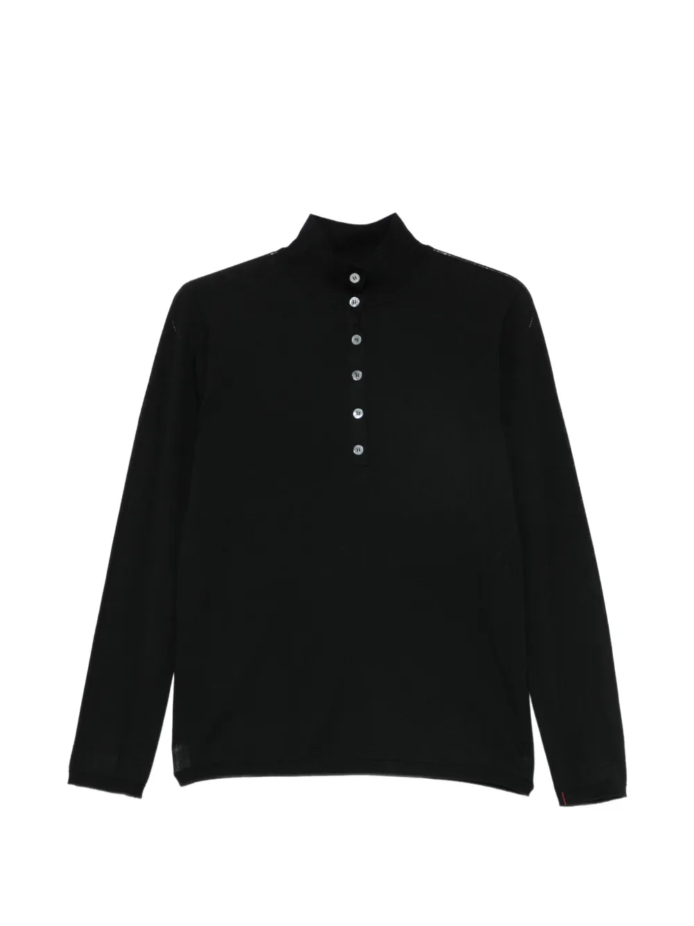 Liviana Conti high-neck button-up sweater Zwart