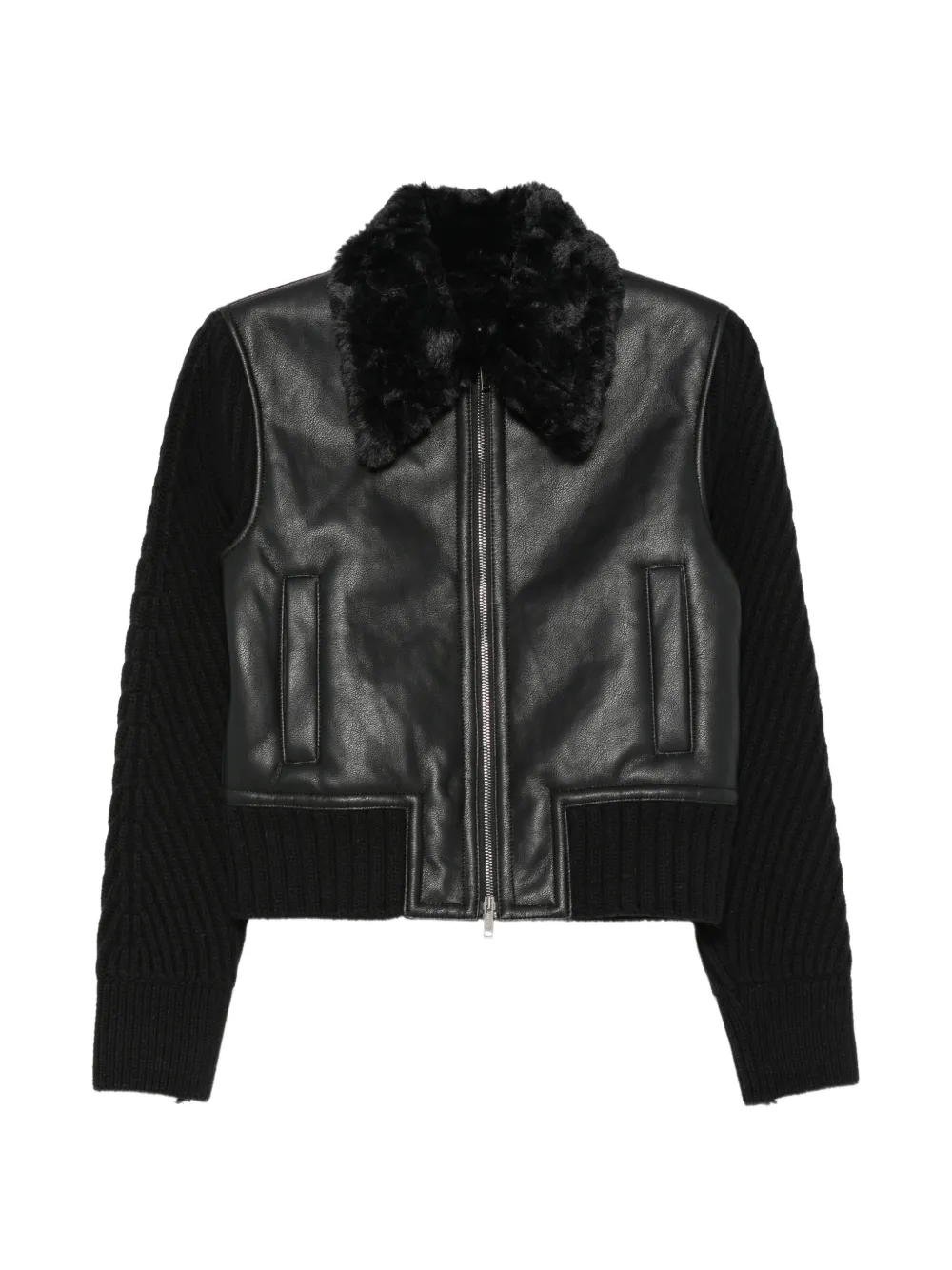 Iceberg faux-fur-collar panelled jacket - Schwarz