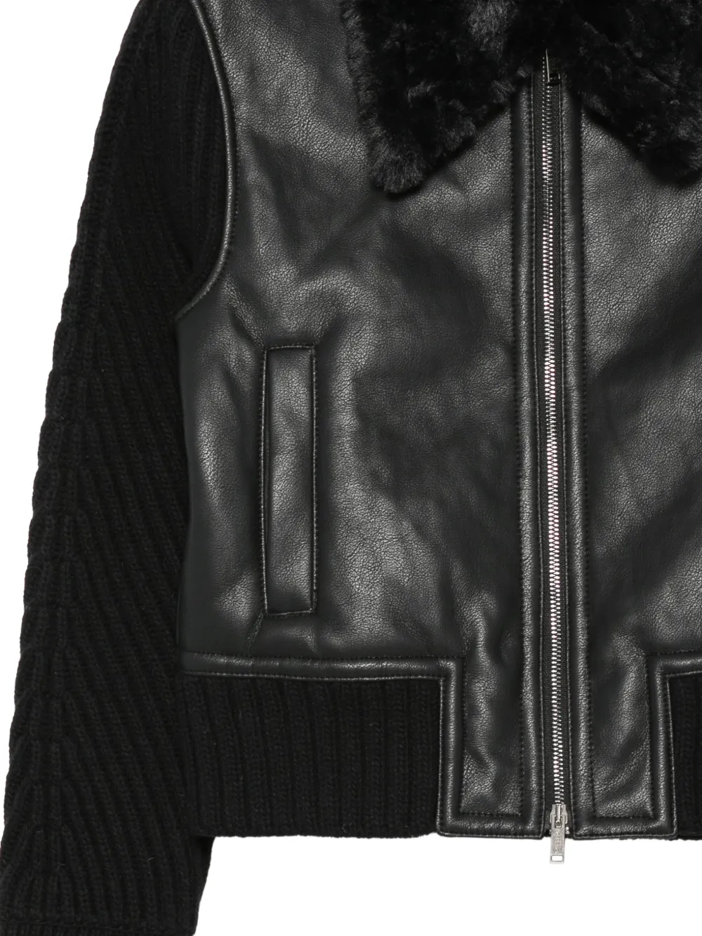 Iceberg faux-fur-collar panelled jacket Zwart