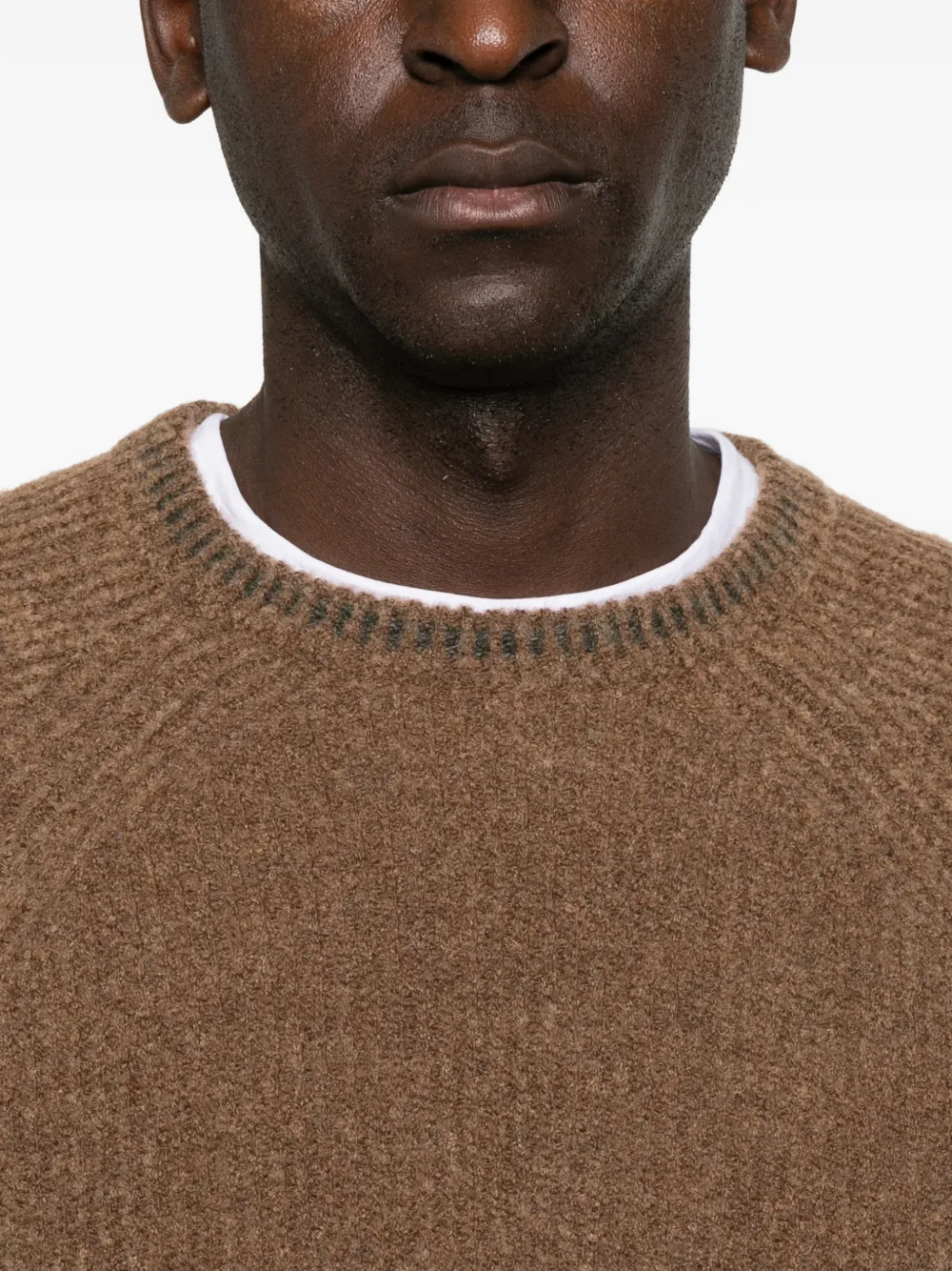 Zanone Ribgebreide trui met raglan mouwen Bruin