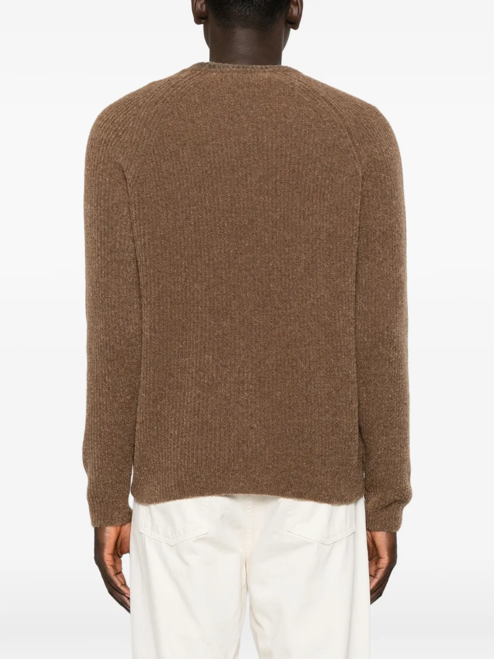 Zanone Ribgebreide trui met raglan mouwen Bruin