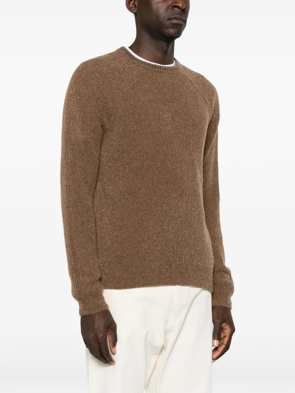 Zanone Ribgebreide trui met raglan mouwen Bruin