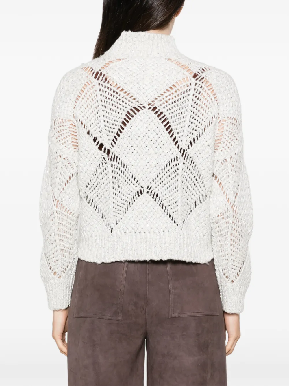 Antonelli open-knit sequin-embellished sweater Beige
