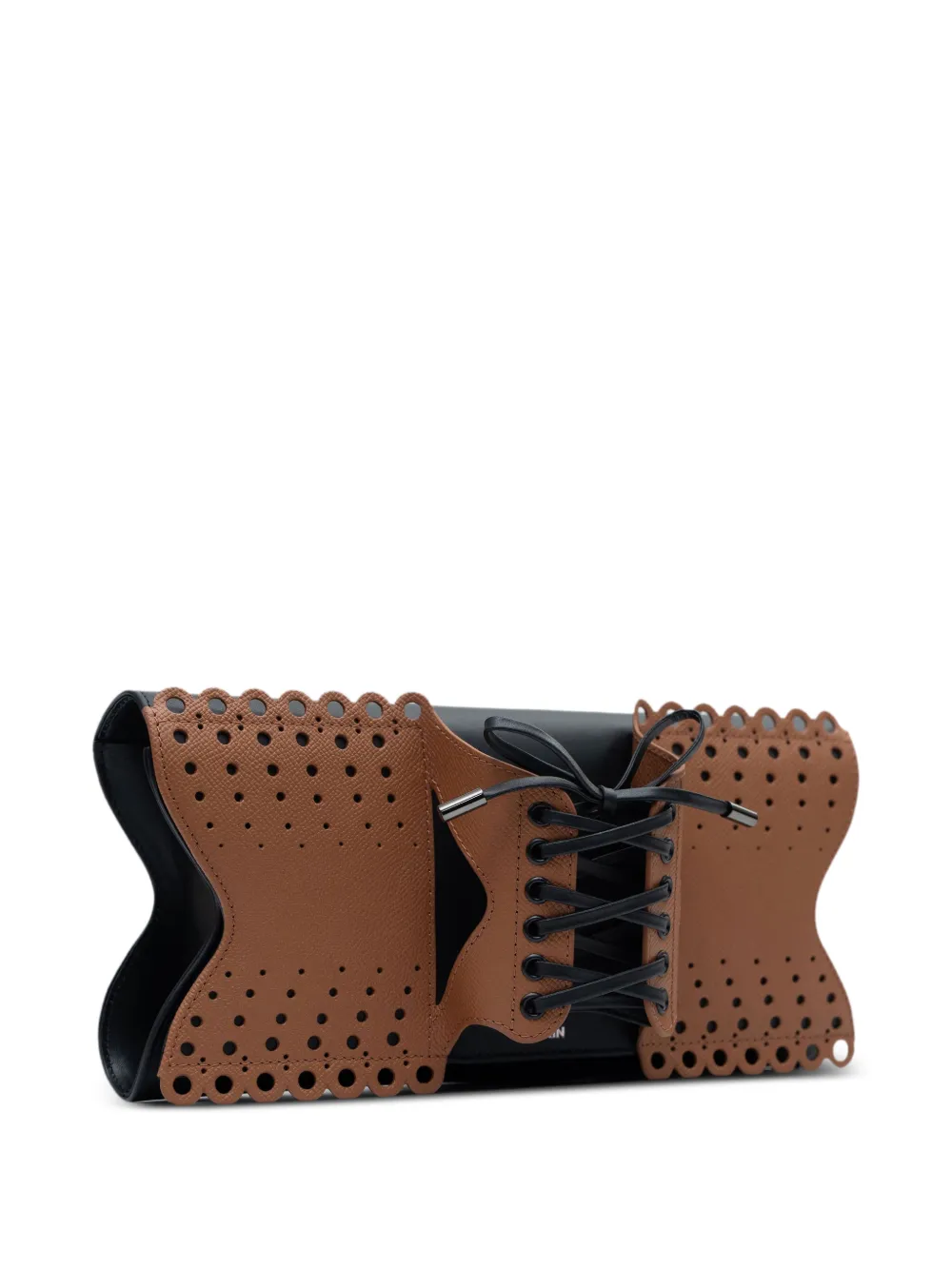 Perrin Paris Le Corset Perforé clutch met veters Zwart