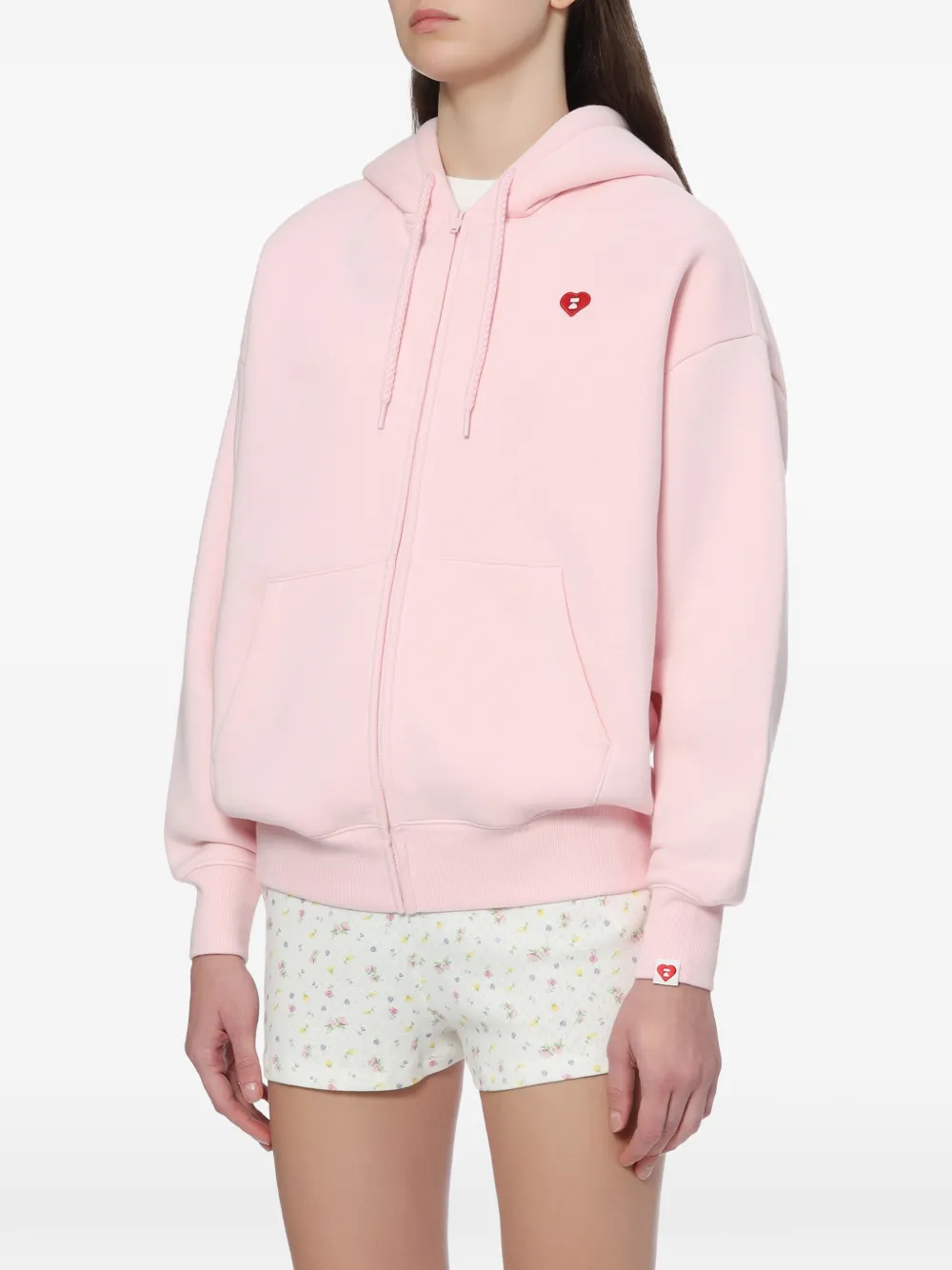 APEE™ by *A BATHING APE heart-patch zip-up hoodie Roze