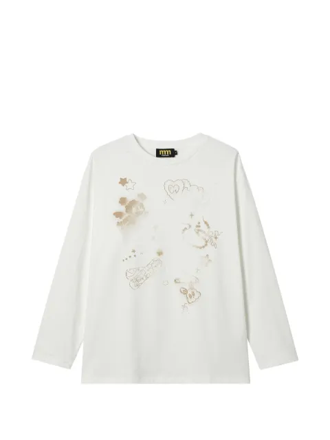 Mini Cream graphic-print long-sleeve T-shirt