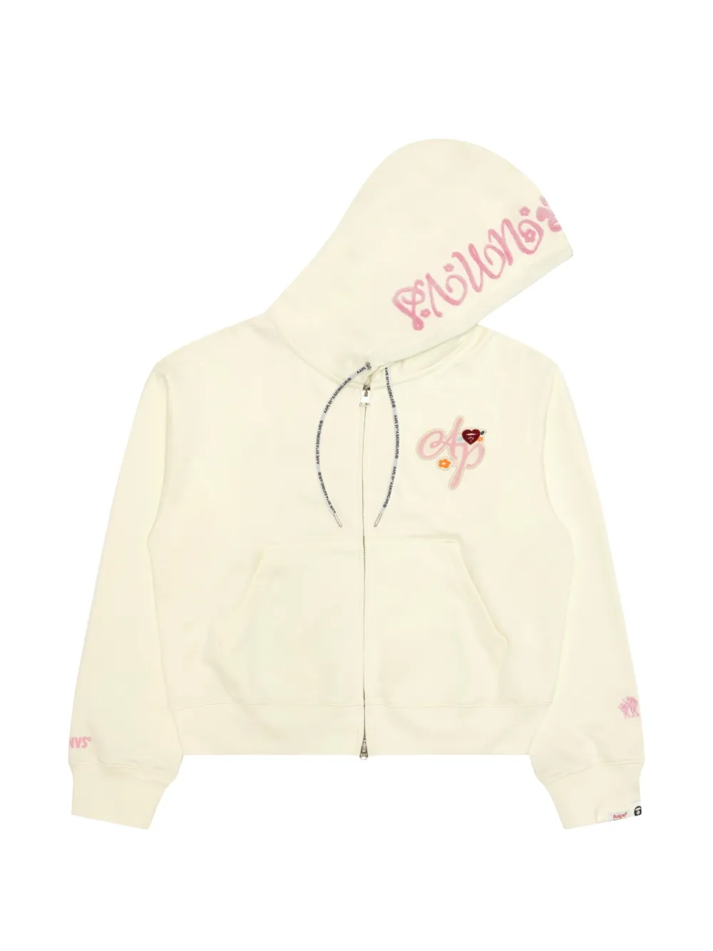 AAPE BY *A BATHING APE® logo-embroidered zip-up hoodie - Neutrals