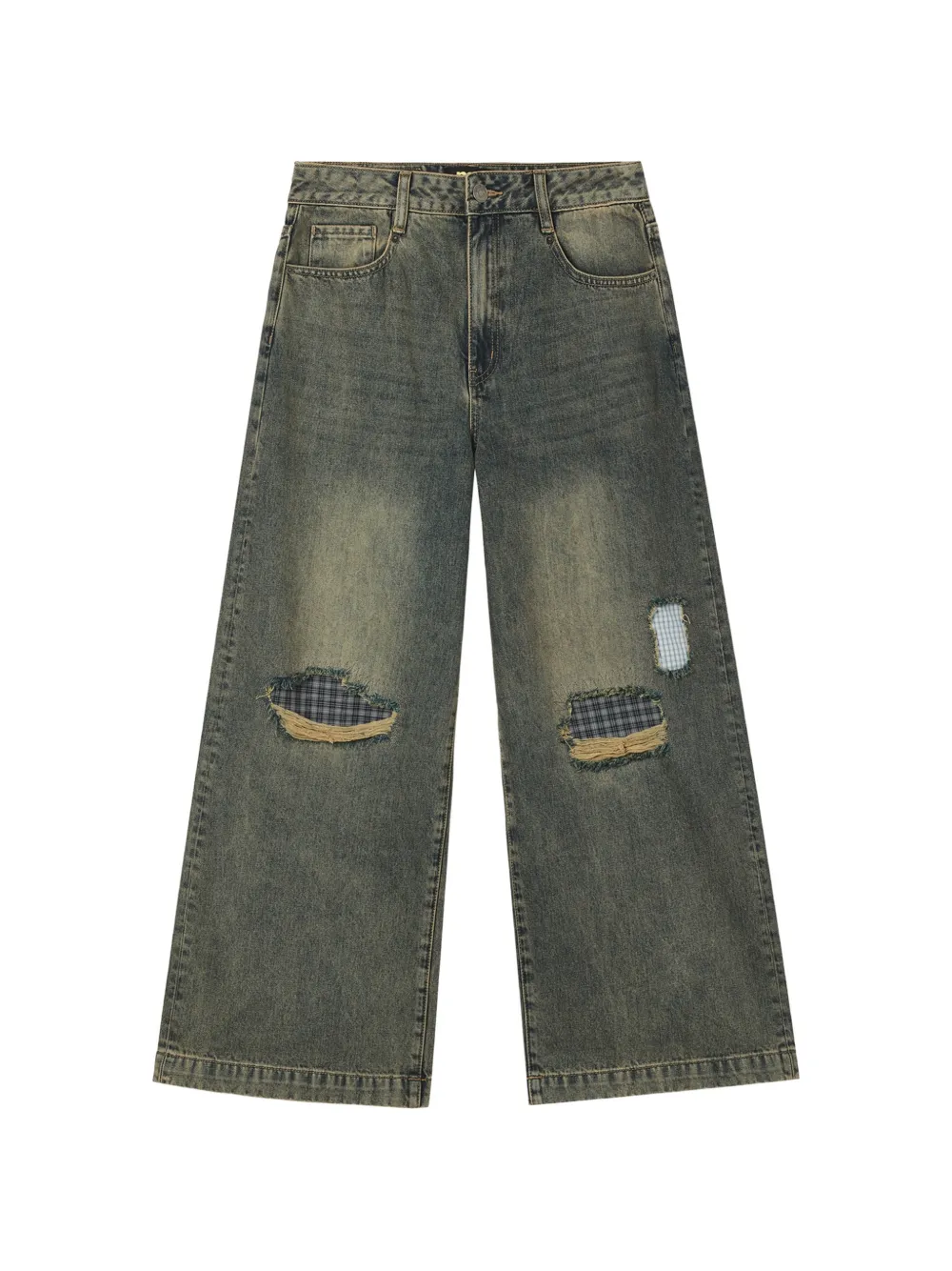 Mini Cream Jeans im Distressed-Look - Blau
