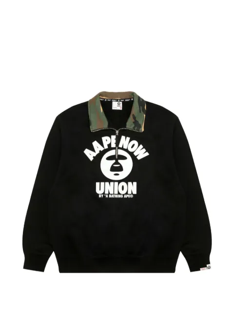 AAPE BY *A BATHING APE® camouflage-collar logo-print sweater
