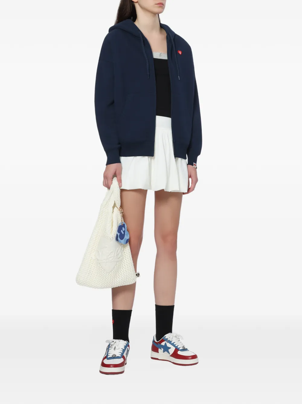 APEE™ by *A BATHING APE heart-patch zip-up hoodie Blauw