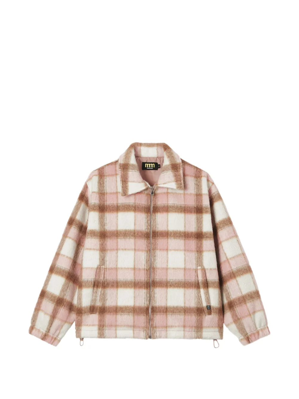 Mini Cream Check-print Zip-up Jacket In Multi
