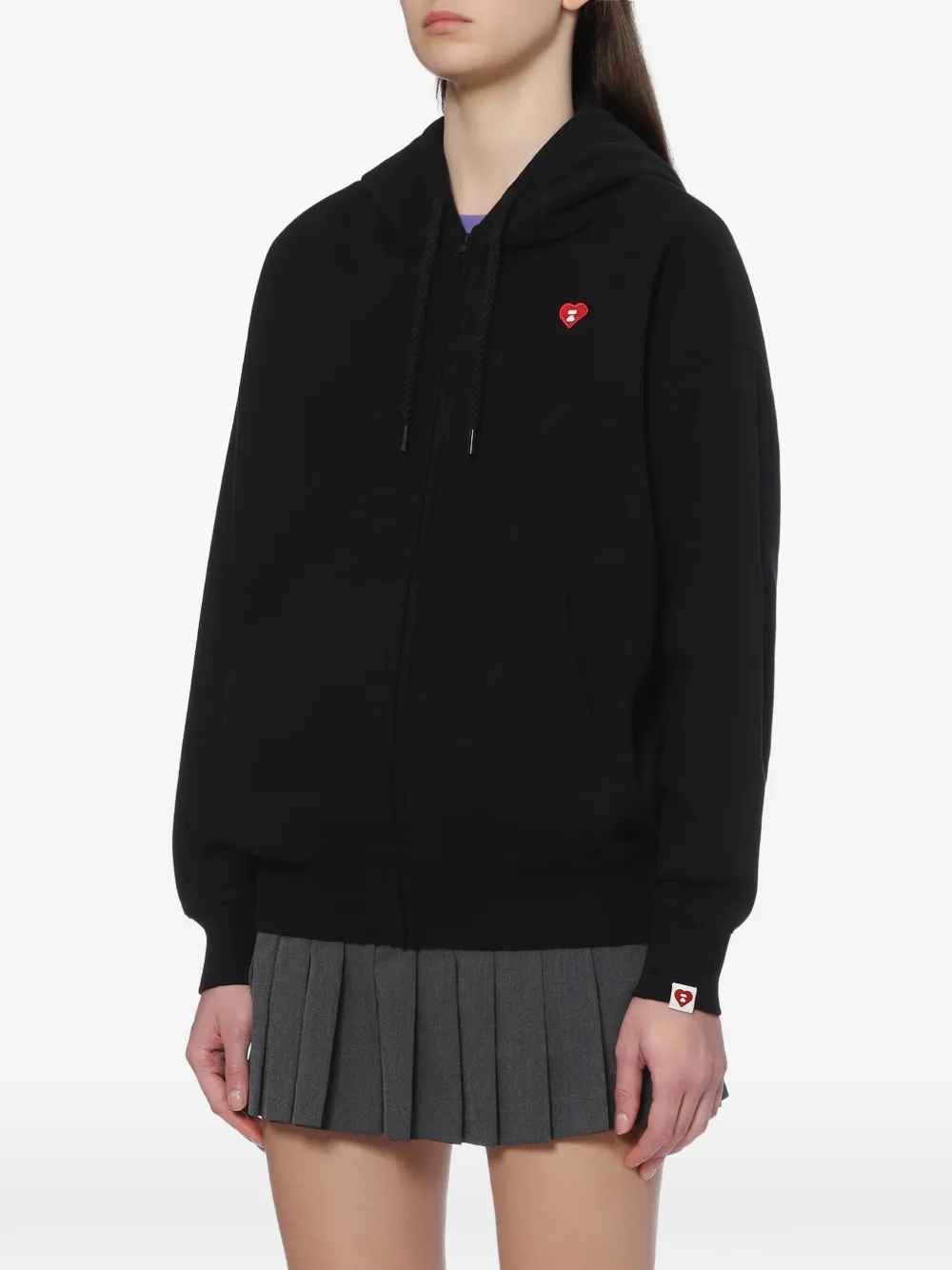APEE™ by *A BATHING APE heart-patch zip-up hoodie Zwart
