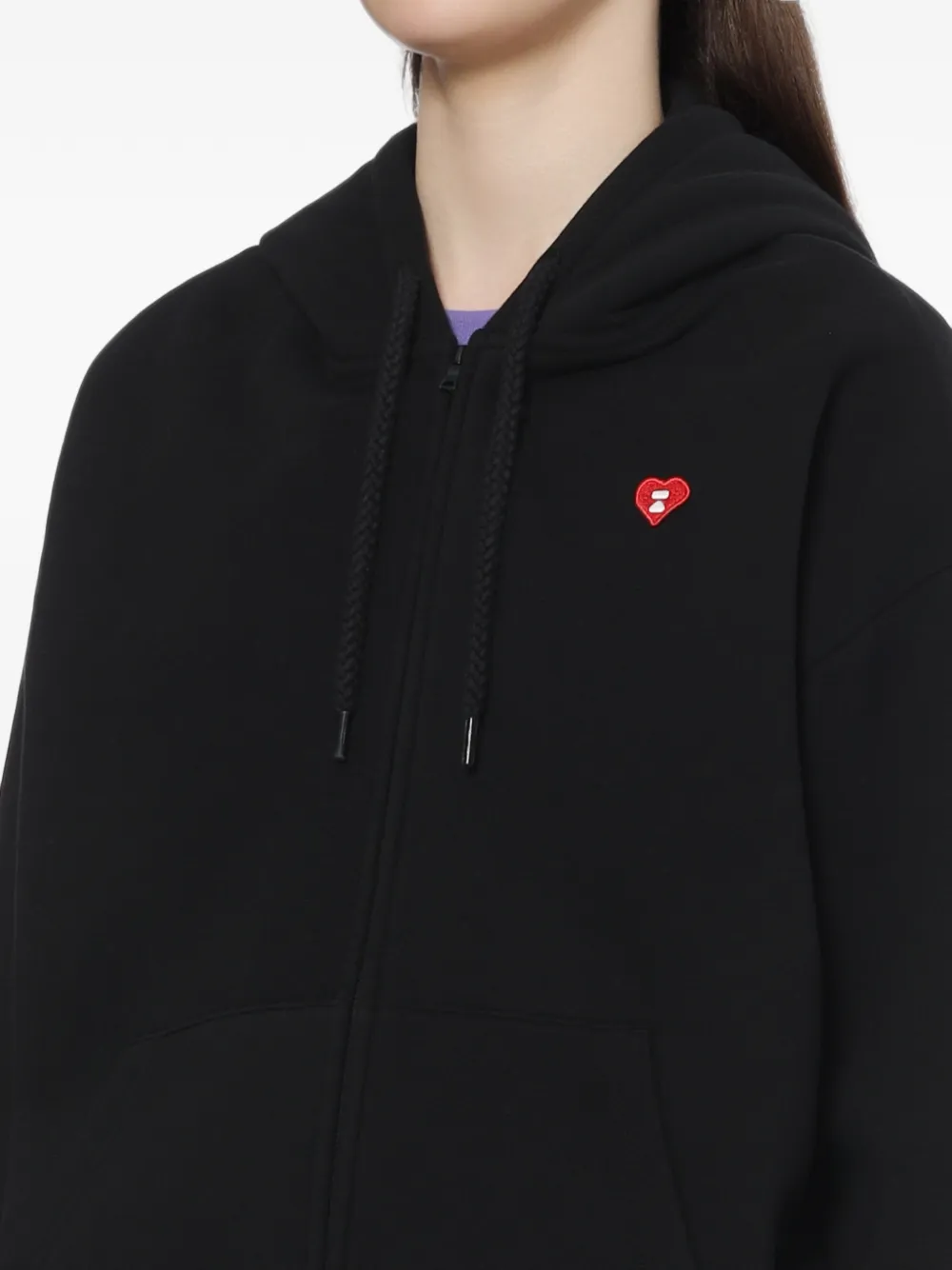 APEE™ by *A BATHING APE heart-patch zip-up hoodie Zwart
