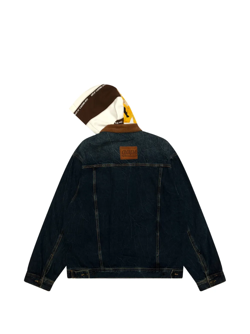 AAPE BY *A BATHING APE corduroy-collar hooded denim jacket Blauw