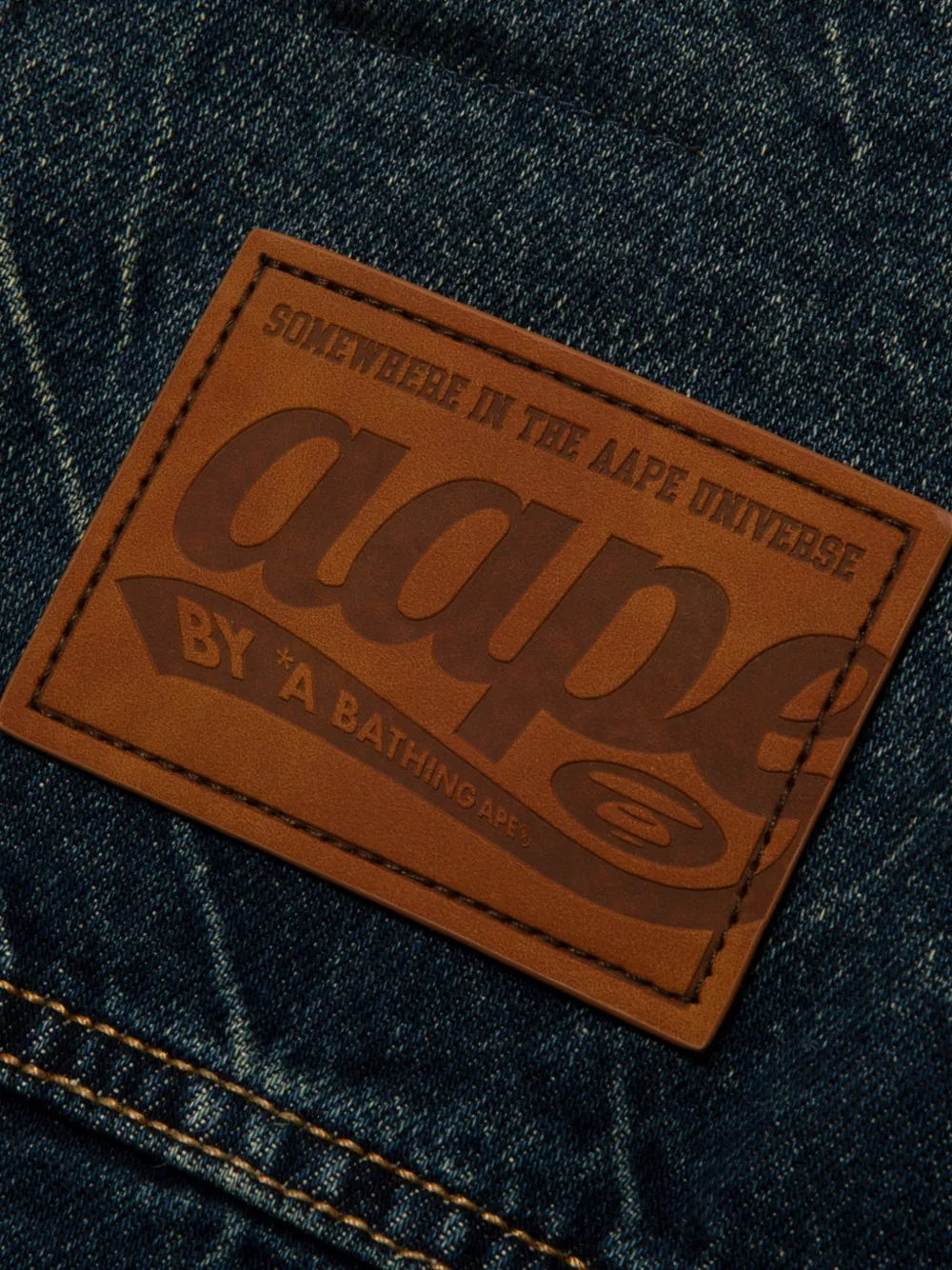 AAPE BY *A BATHING APE corduroy-collar hooded denim jacket Blauw