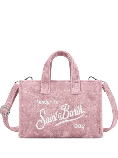 MC2 Saint Barth bolsa mini de terciopelo con logo bordado