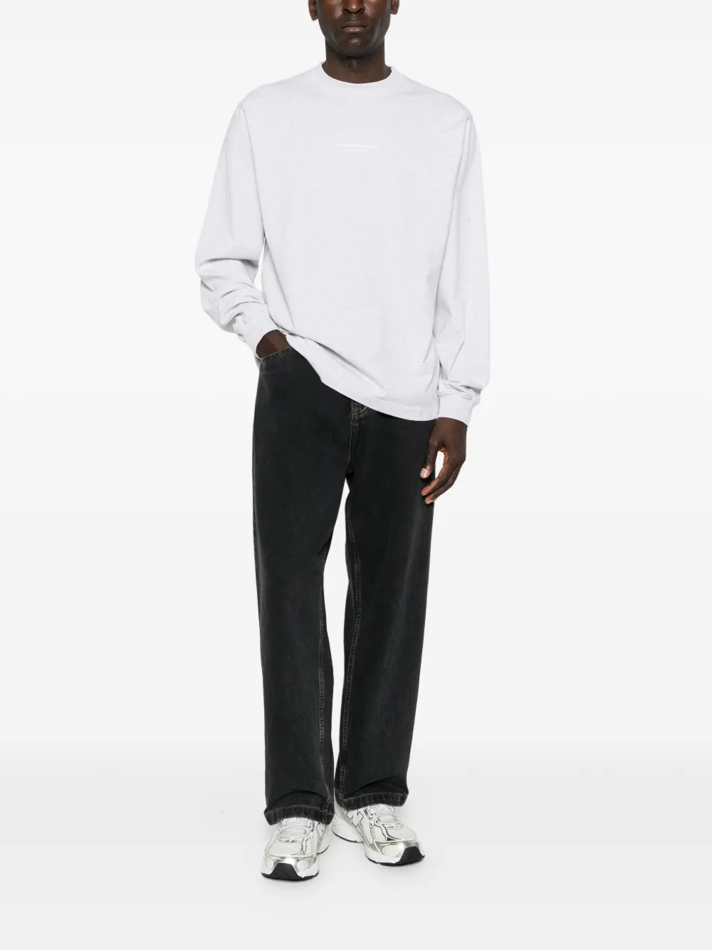 Alexander Wang Logo-print T-shirt met lange mouwen Grijs