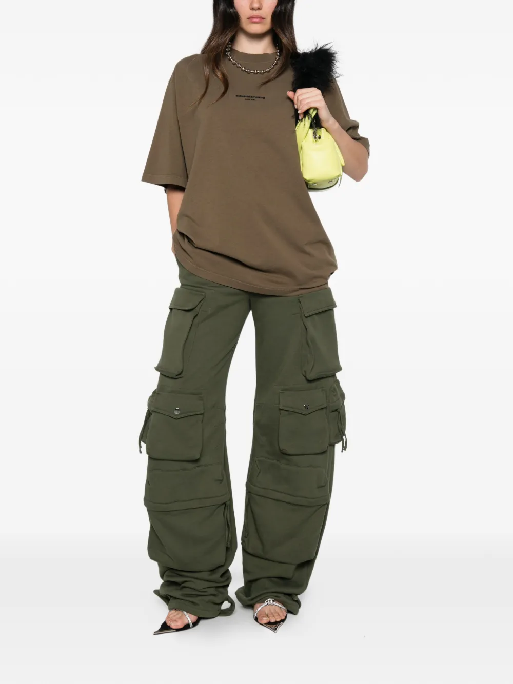 Alexander Wang Oversized T-shirt met logo-print Groen