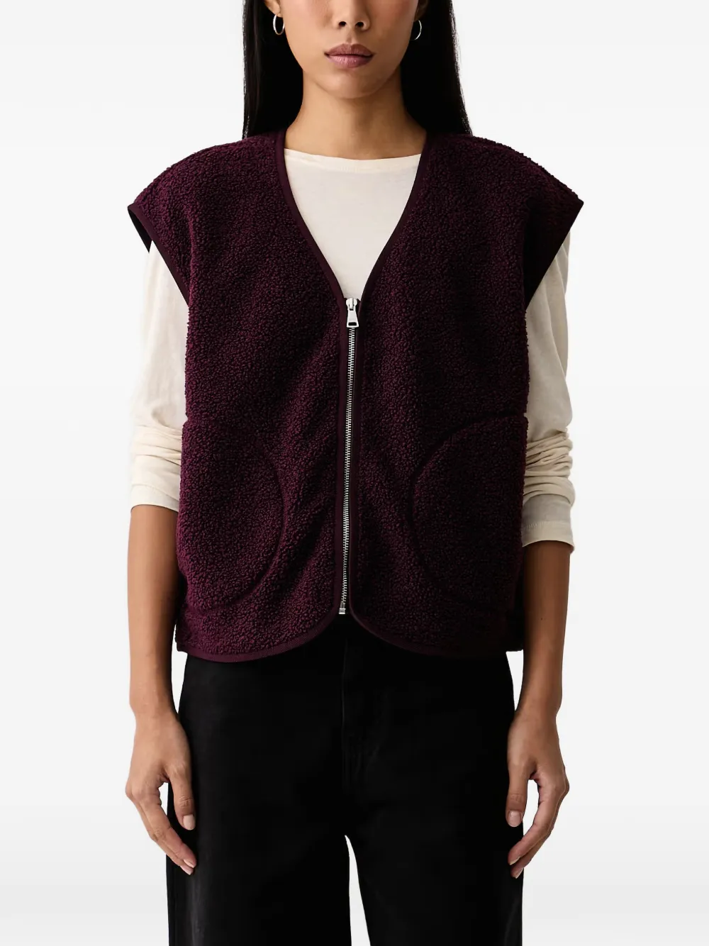 Marc O'Polo fleece zip-up vest - Rouge