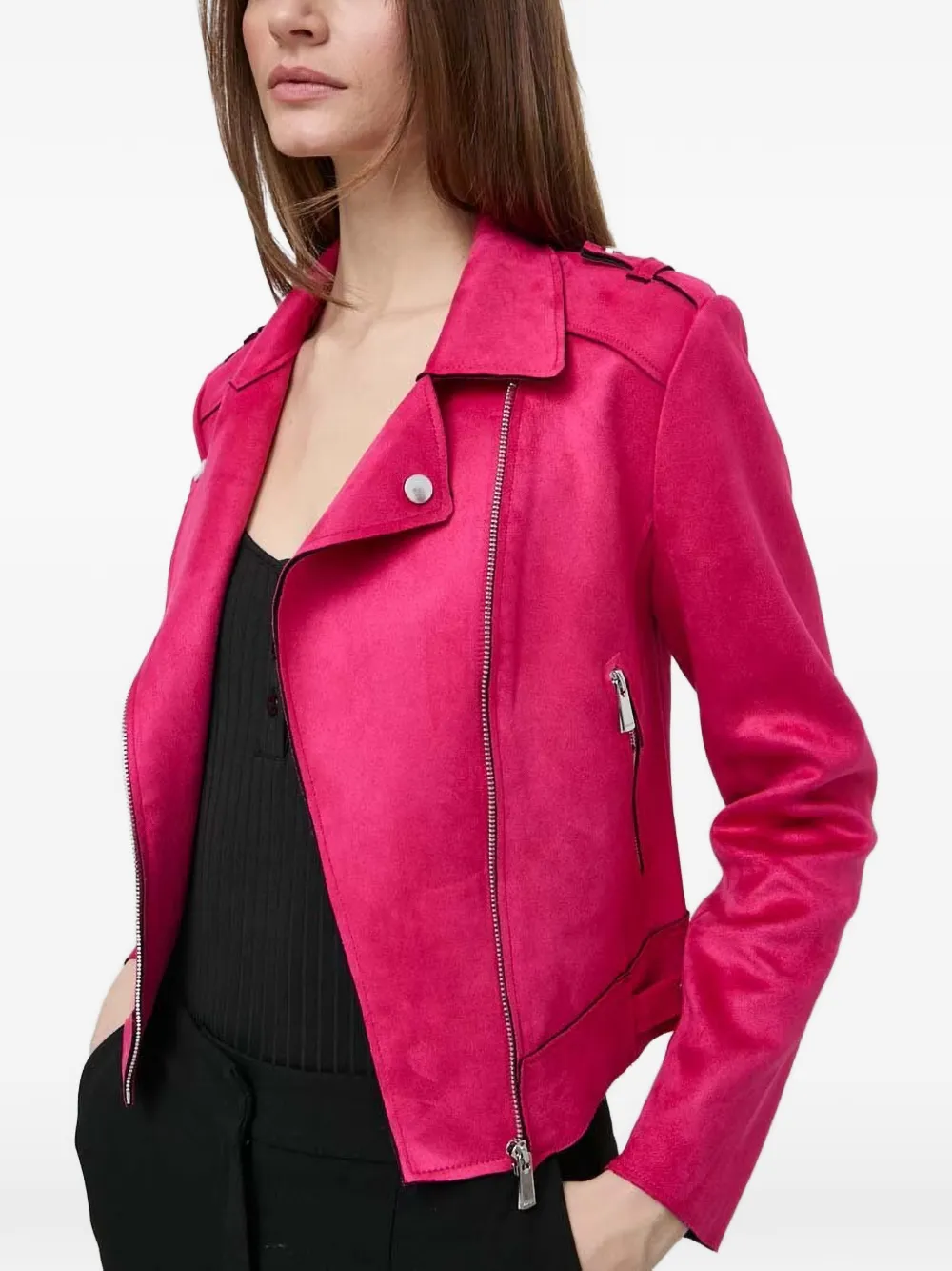 Morgan Bikerjack met asymmetrische rits Roze