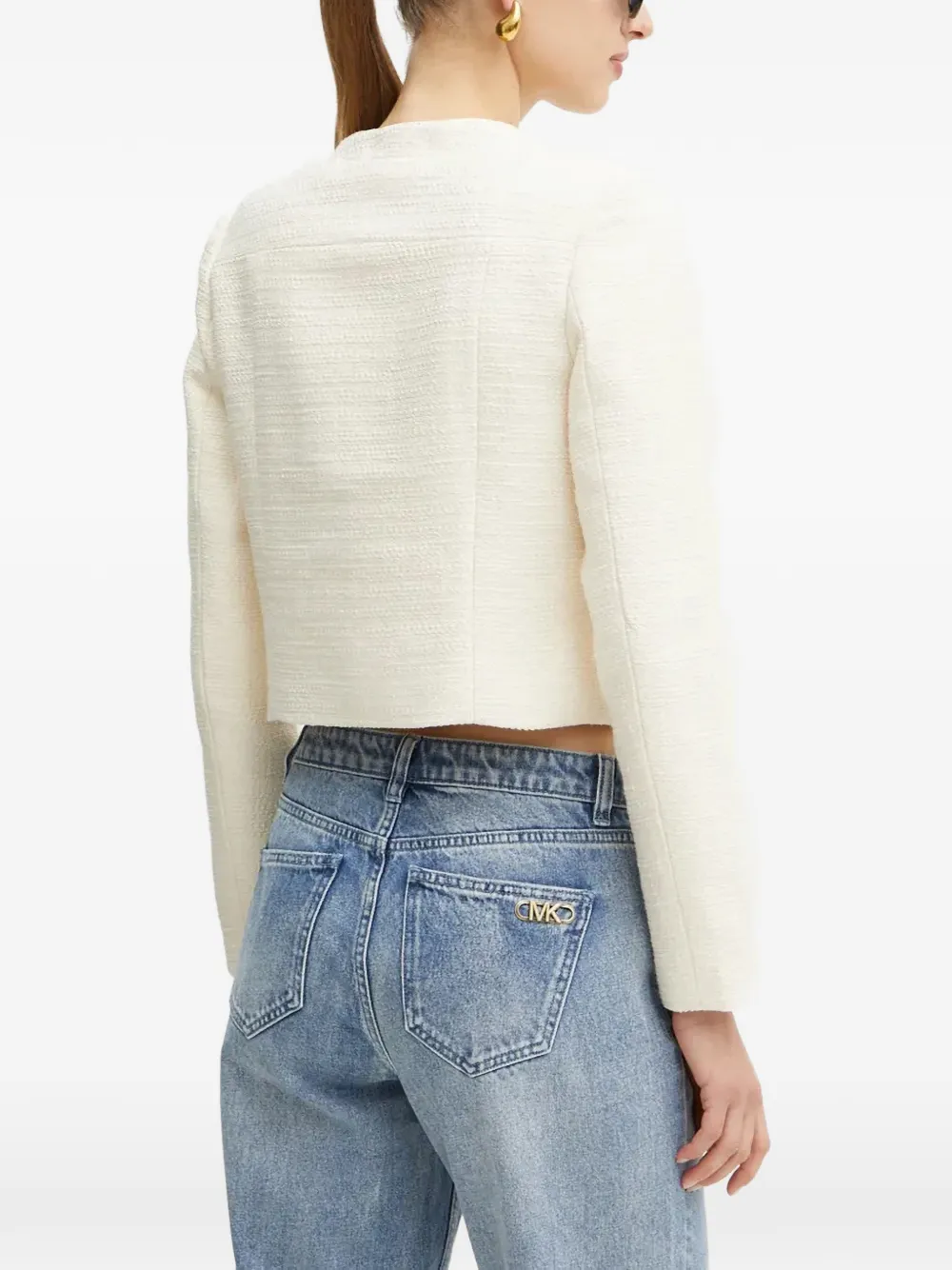 Morgan Vaker cropped bouclé-gebreid tweed jack Beige